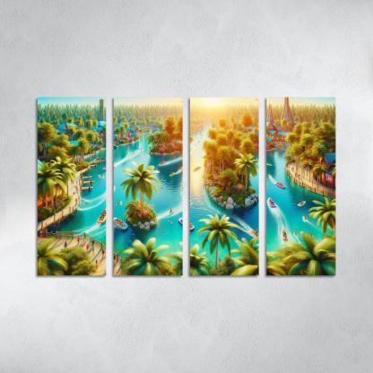 Adventure Lagoon Watersports Paradise Canvas Paintings Frame