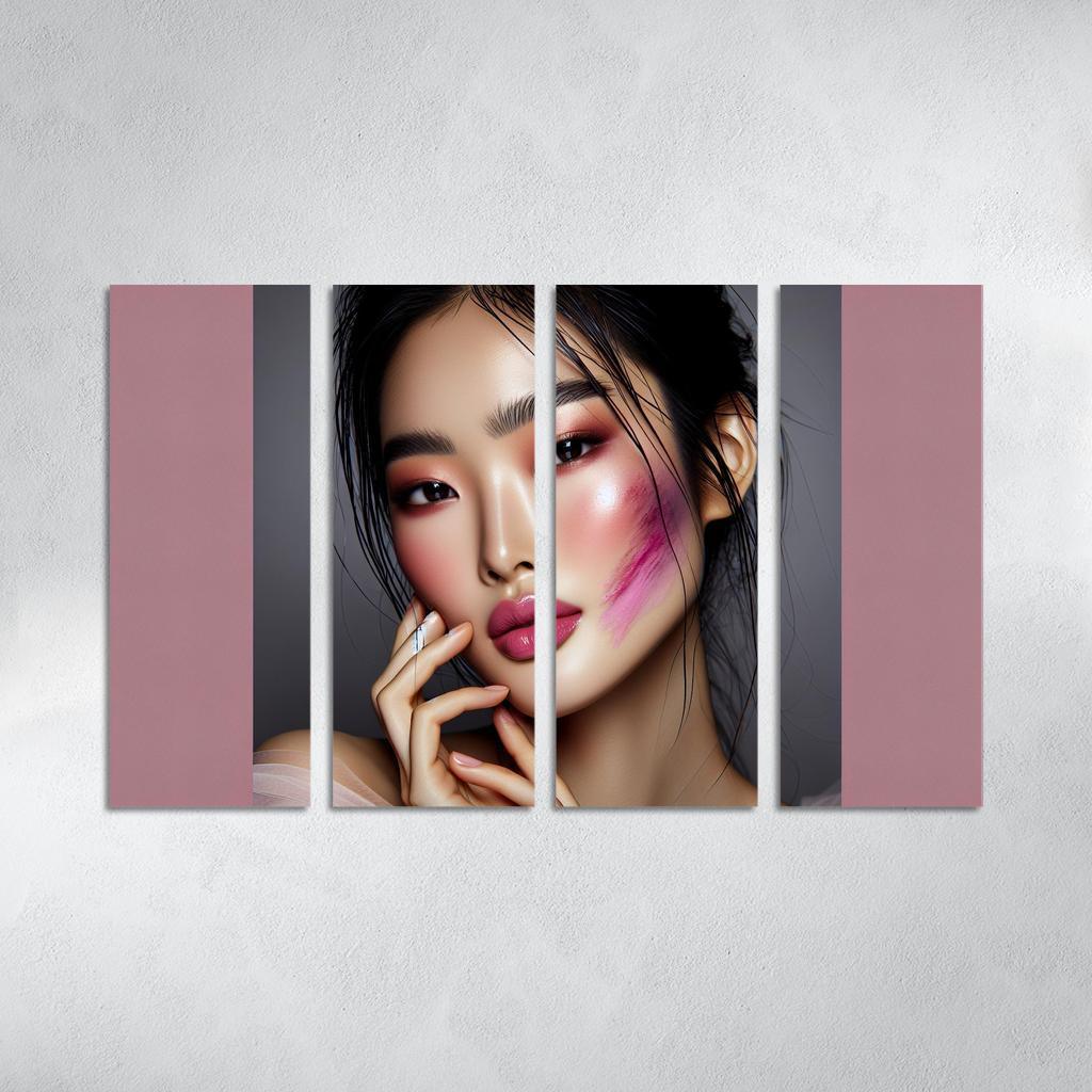 Monochrome Makeup Cohesive Looks 4 Piece HD Modern Canvas Panels-Original Frame