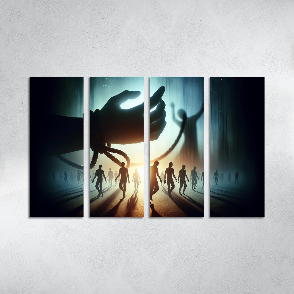 Invisible Threads Art on Human Trafficking Awareness 4 Piece HD Modern Canvas Panels-Original Frame