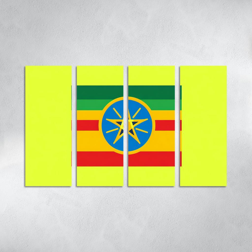 A Heritage of Color The Flag of Ethiopia 4 Piece HD Modern Canvas Panels-Original Frame