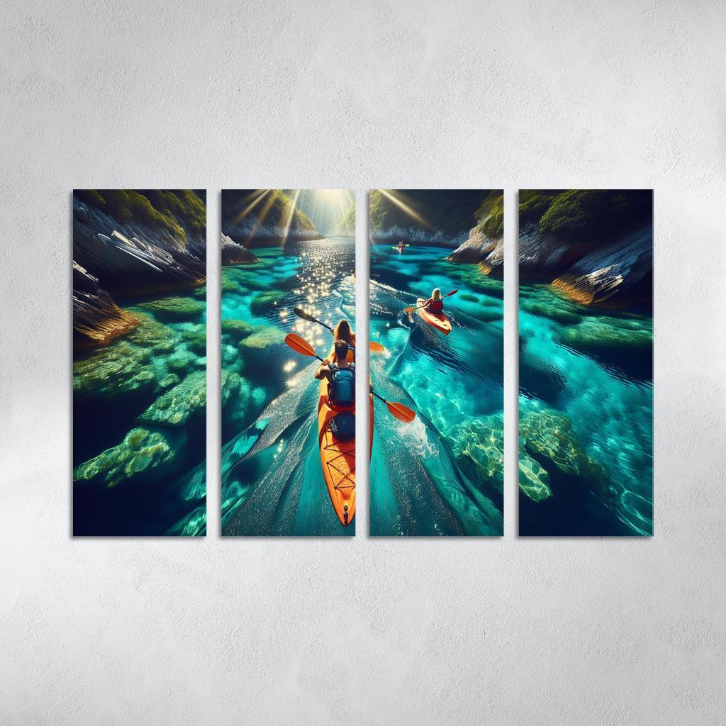 Glistening Waters Kayaking Paradise Abstract Paintings Frame