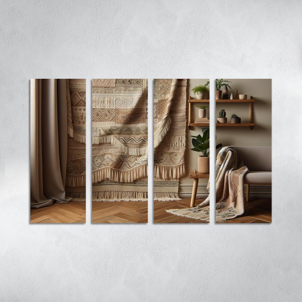 Textured Fabric Wall Hanging 4 Piece HD Modern Canvas Panels-Original Frame