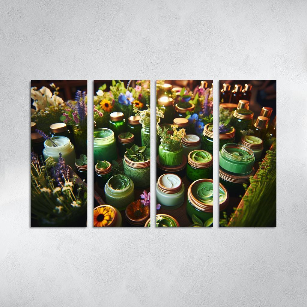 Nature-Inspired Beauty Botanical Ingredients 4 Piece HD Modern Canvas Panels-Original Frame