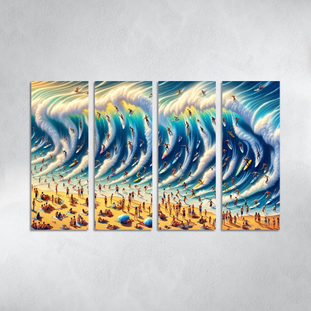 Cascading Waves A Surfing Hotspot Abstract Paintings Frame