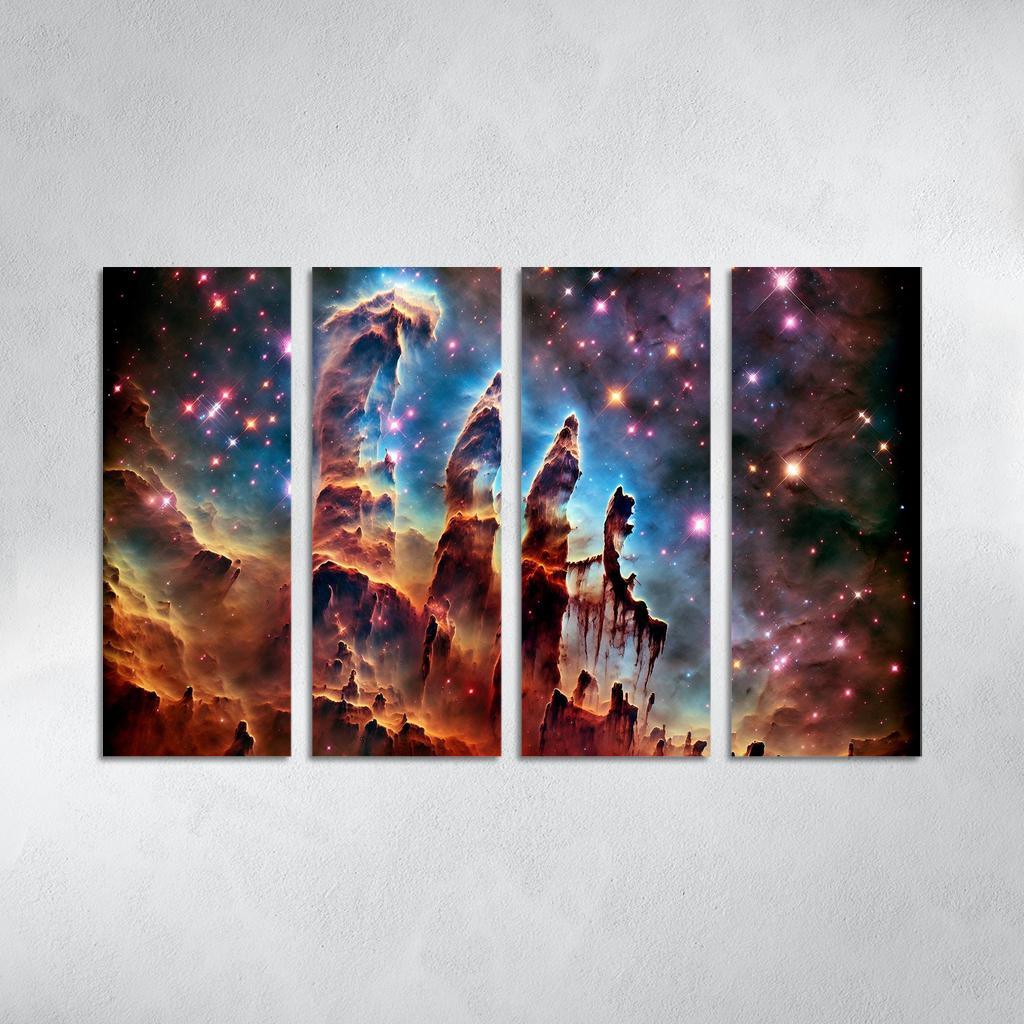 The Majestic Pillars of Creation 4 Piece HD Modern Canvas Panels-Original Frame