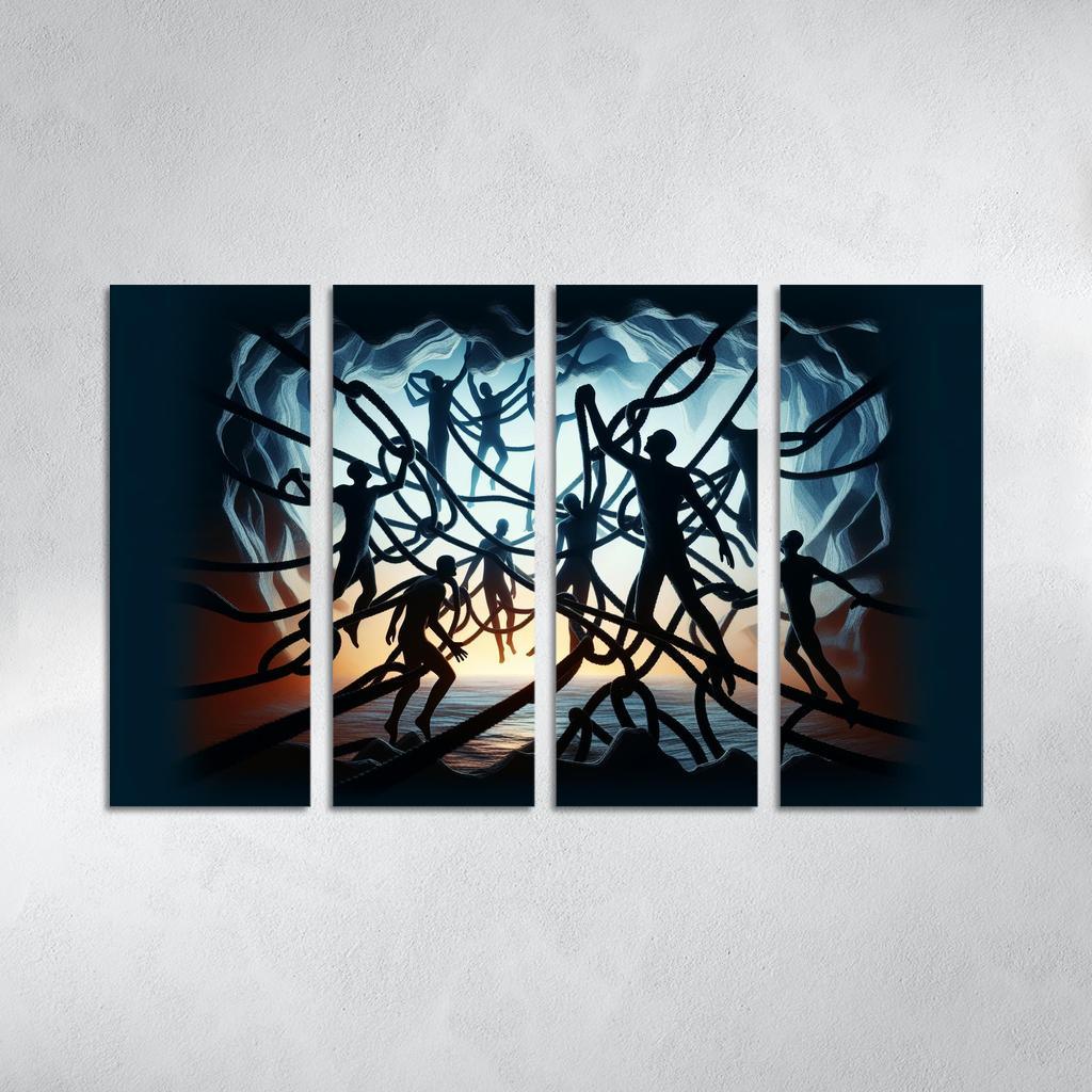 Invisible Threads Art on Human Trafficking Awareness 4 Piece HD Modern Canvas Panels-Original Frame