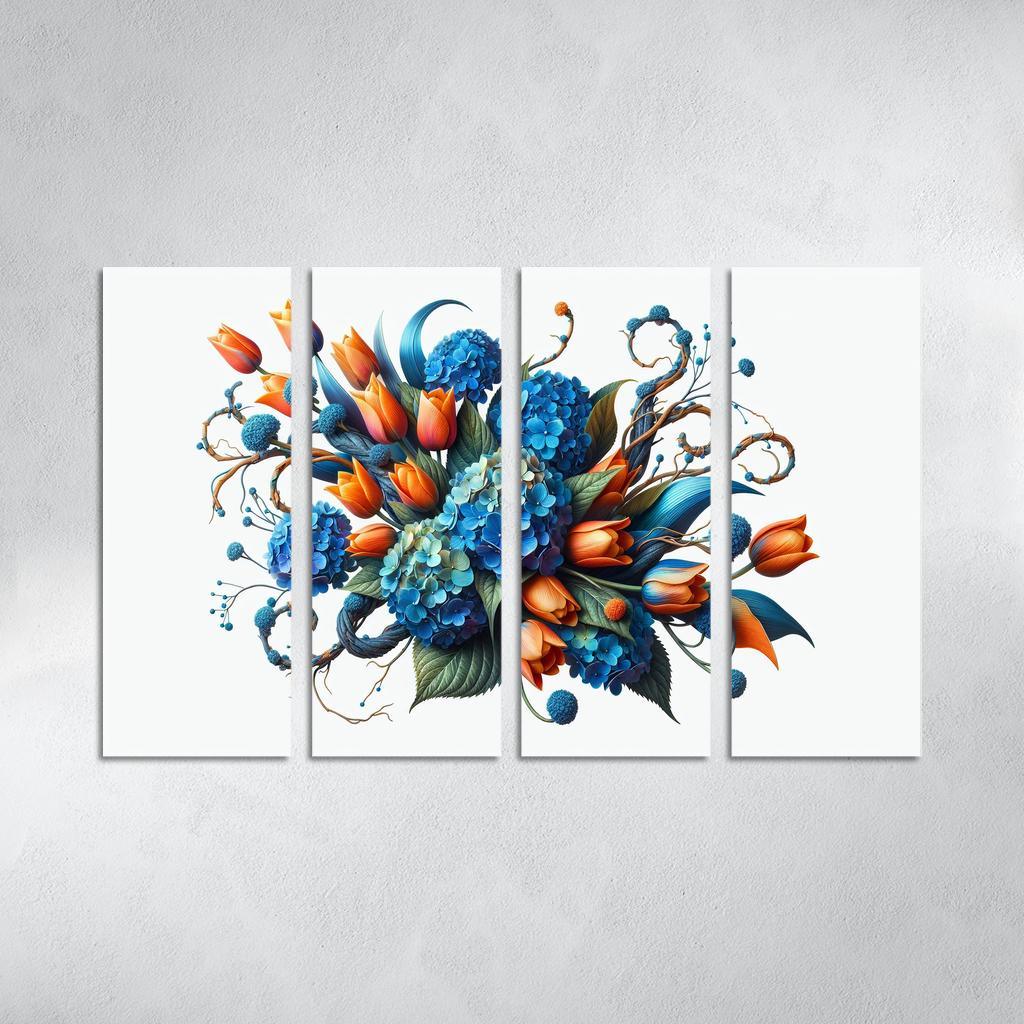 Sculpted Nature An Artistic Floral Installation 4 Piece HD Modern Canvas Panels-Original Frame