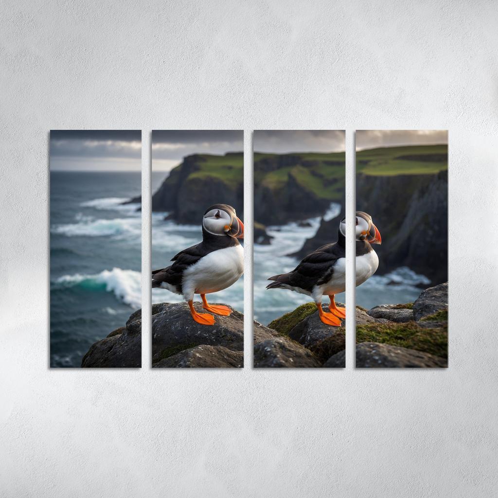 The Colorful Puffin Clown Of The Sea Modern Paintings Frame