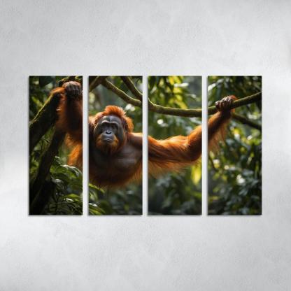 The Striking Bornean Orangutan The Gentle Giant Of The Jungle Modern Paintings Frame