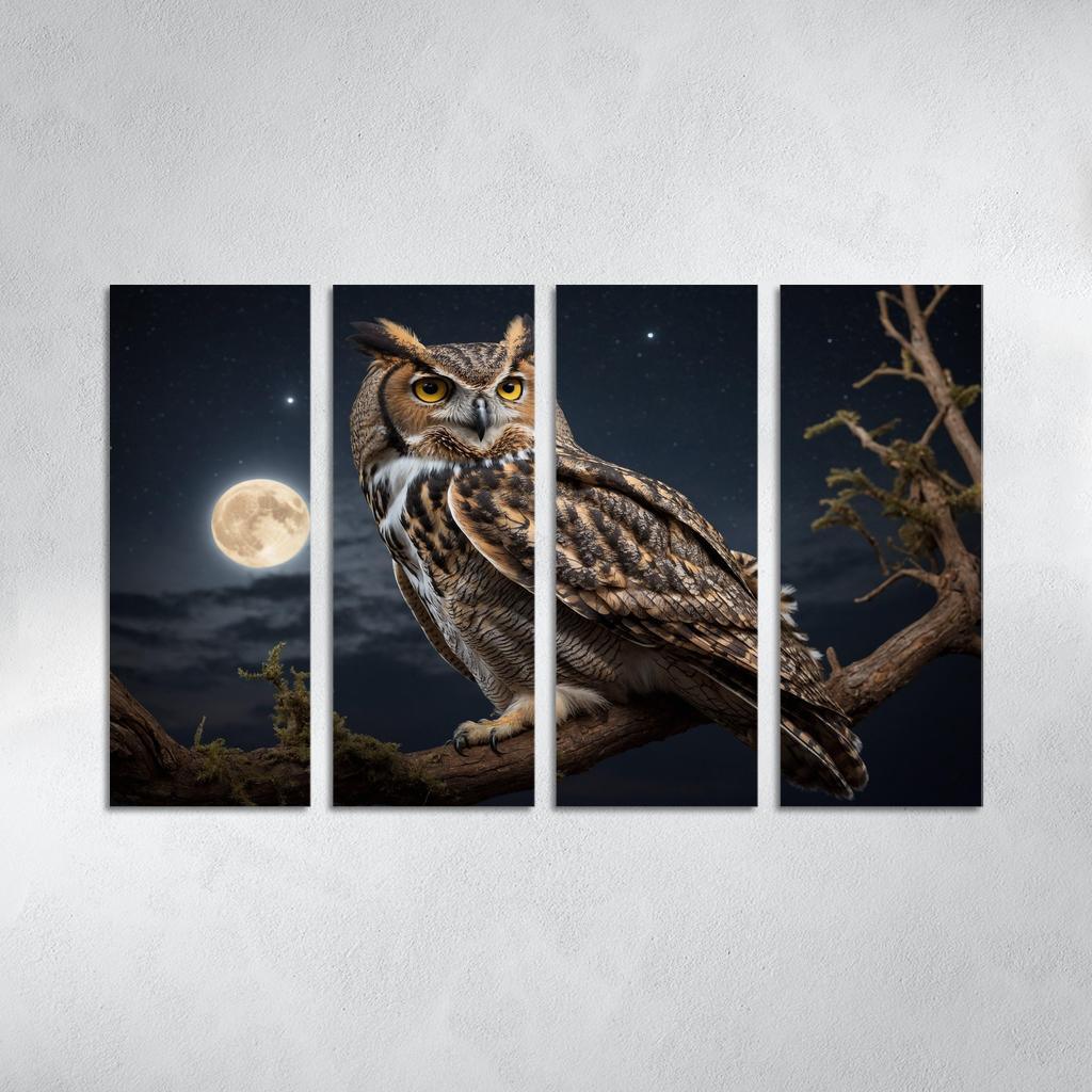 The Elegant Great Horned Owl Night's Hunter Premium Artwork Frames