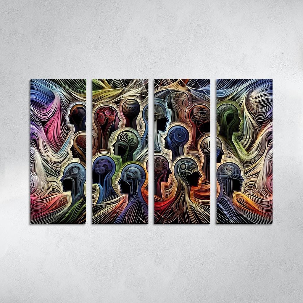 Threads of Resilience Art on Mental Health Awareness 4 Piece HD Modern Canvas Panels-Original Frame