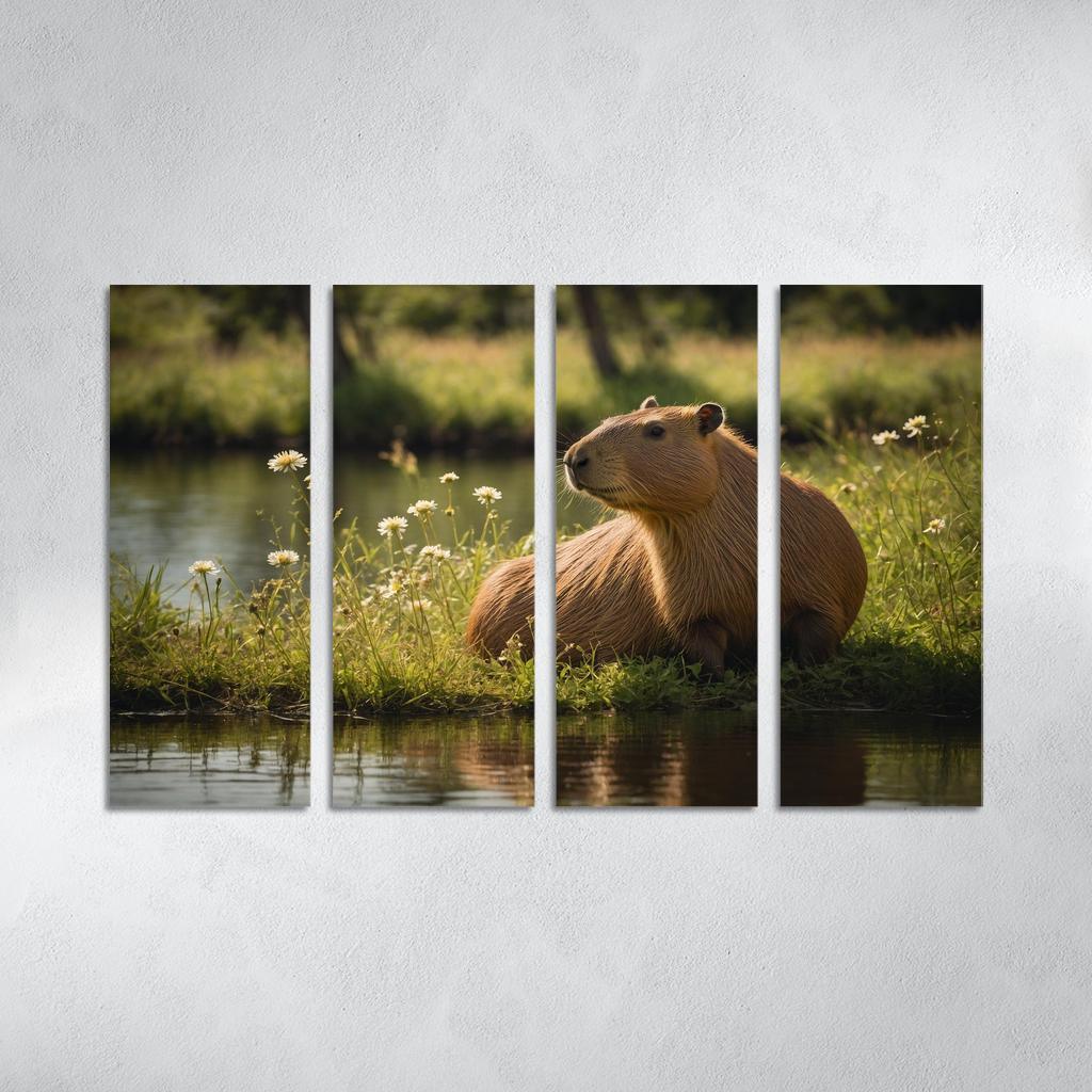 The Curious Capybara The Gentle Giant Of The Rodent Family Modern Paintings Frame