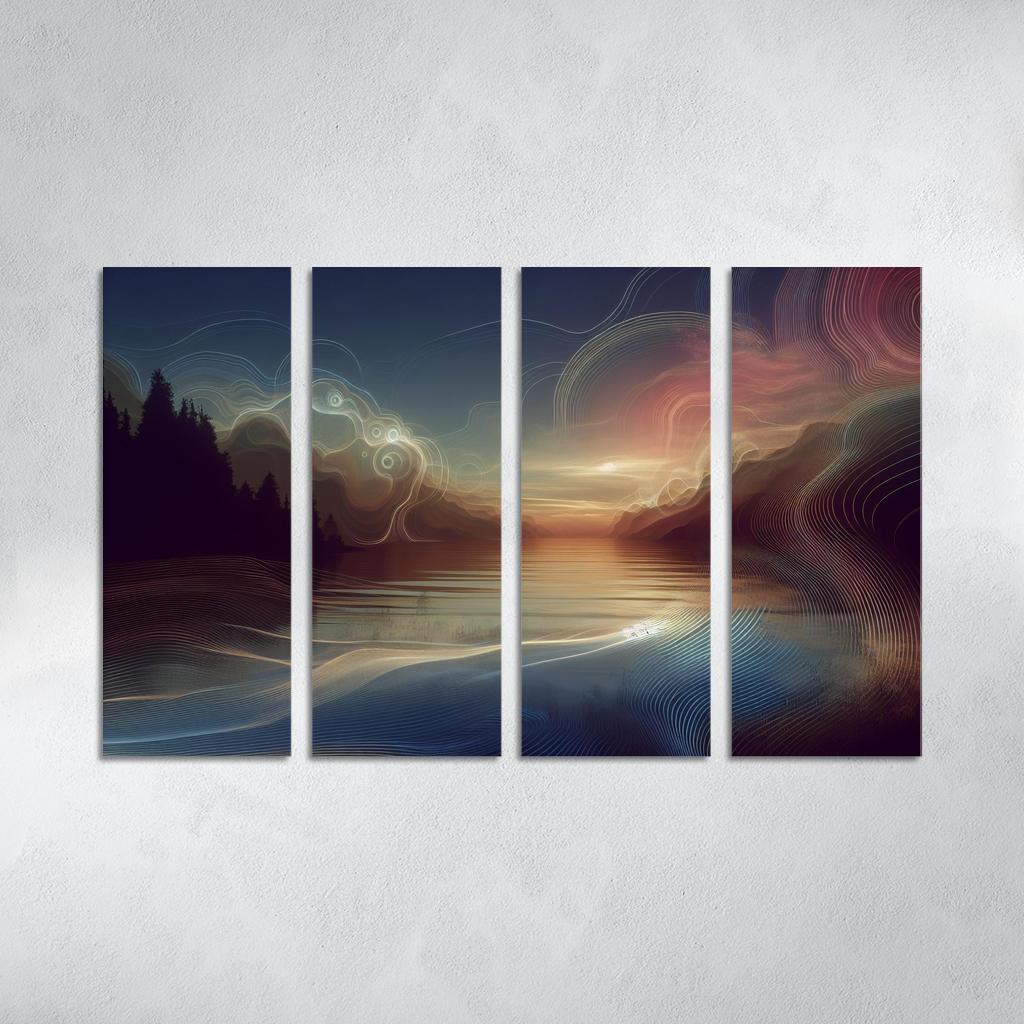 The Symphony of Silence 4 Piece HD Modern Canvas Panels-Original Frame