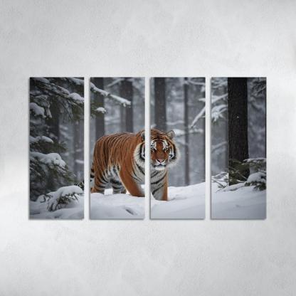 The Powerful Siberian Tiger The Forest's Ghost Canvas Paintings Frame