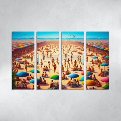 Sunny Retreat Vibrant Beach Life Abstract Paintings Frame