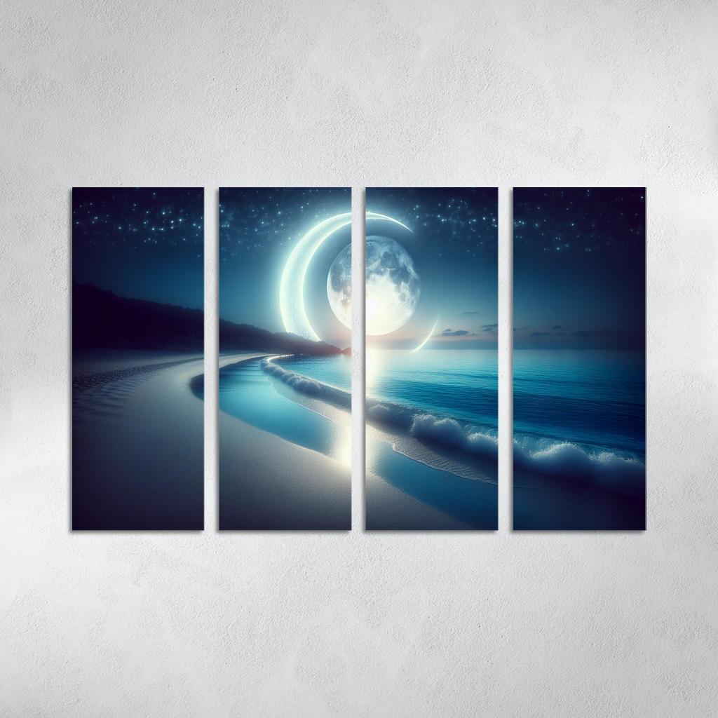 Crescent Moon Beach Lunar Views Abstract Paintings Frame