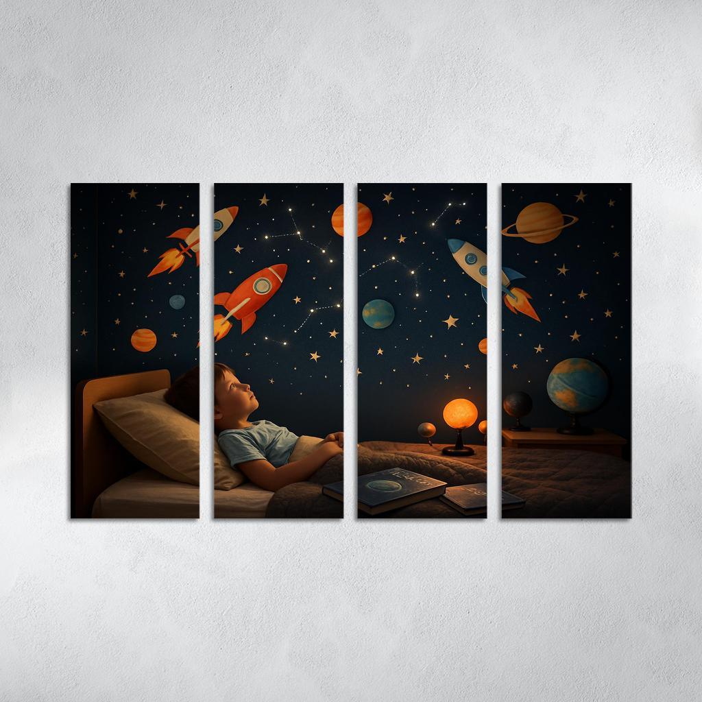 Space Explorer Rocket Panel Oil Paintings Frame