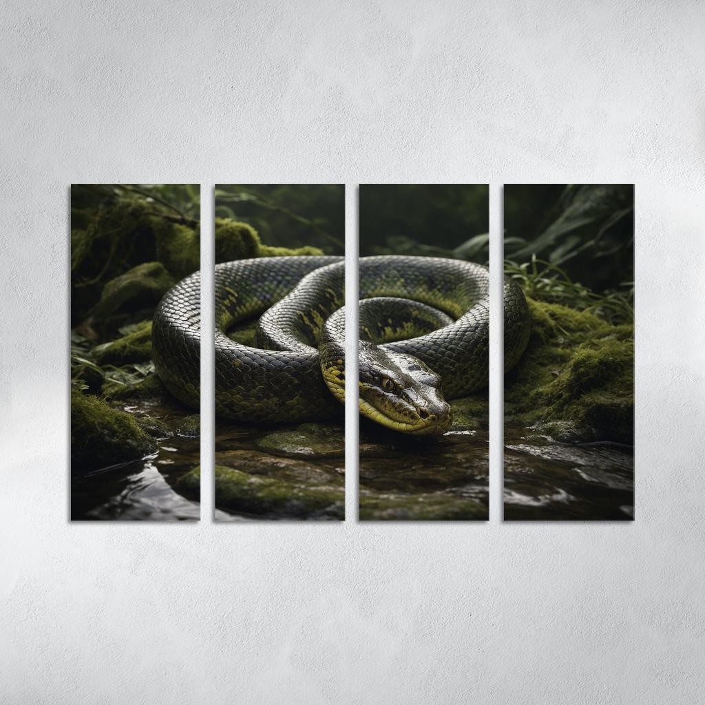 The Mysterious Green Anaconda Giant Of The Swamps Canvas Paintings Frame