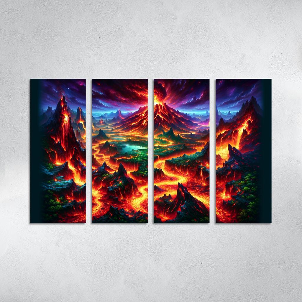 The Ember Nexus 4 Piece HD Modern Canvas Panels-Original Frame