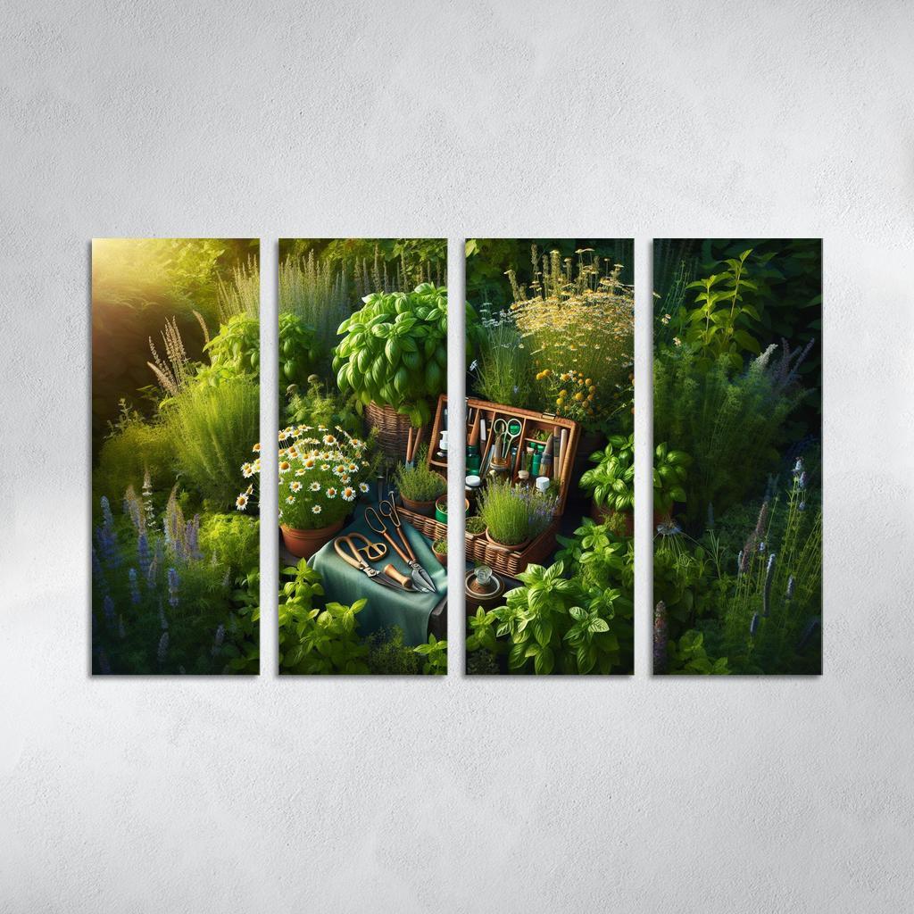 Herbalism Cultivate Your Healing Garden 4 Piece HD Modern Canvas Panels-Original Frame