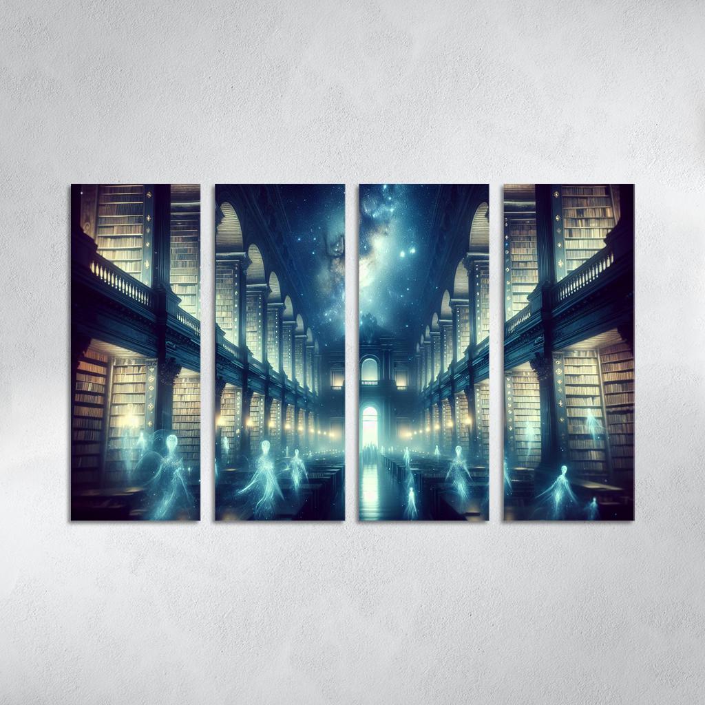 The Cosmic Library 4 Piece HD Modern Canvas Panels-Original Frame