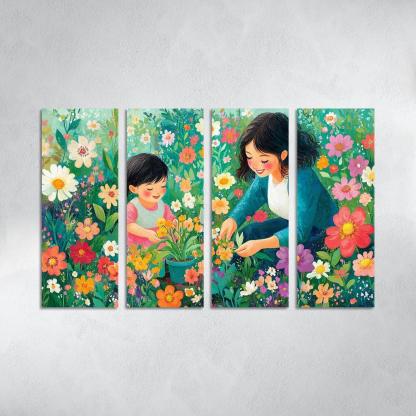 The Blooming Path A Mothers Nurturing Journey Canvas Paintings Frame