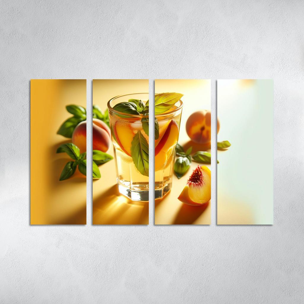 Peach Basil Infused Lemonade 4 Piece HD Modern Canvas Panels-Original Frame