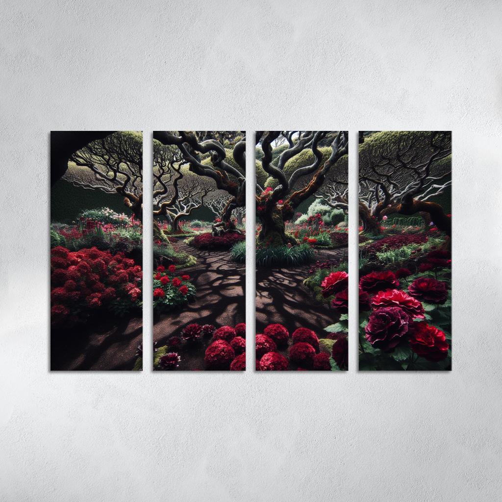 Eclipsed Garden Nature's Gothic Rebirth 4 Piece HD Modern Canvas Panels-Original Frame