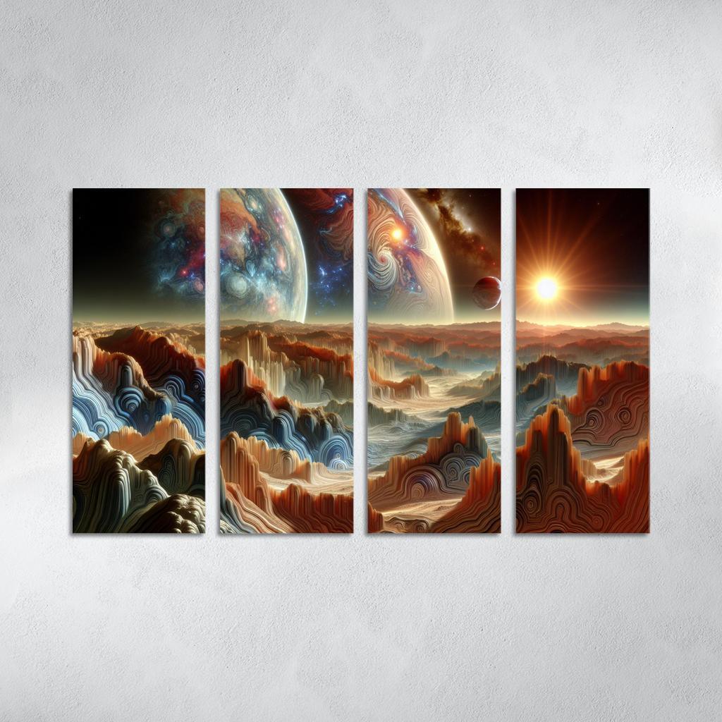 The Exploration of Exoplanets 4 Piece HD Modern Canvas Panels-Original Frame