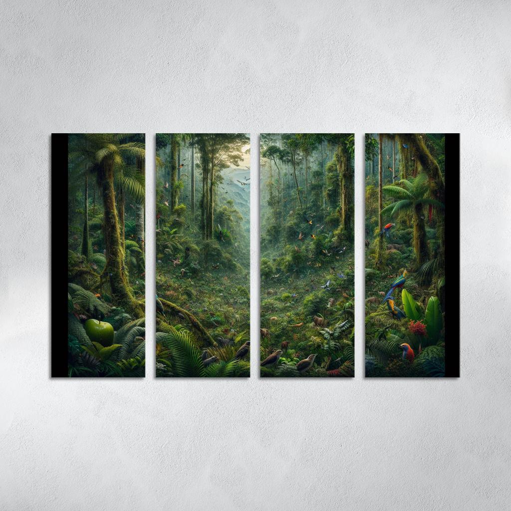 Nature's Call Celebrating Biodiversity through Art 4 Piece HD Modern Canvas Panels-Original Frame