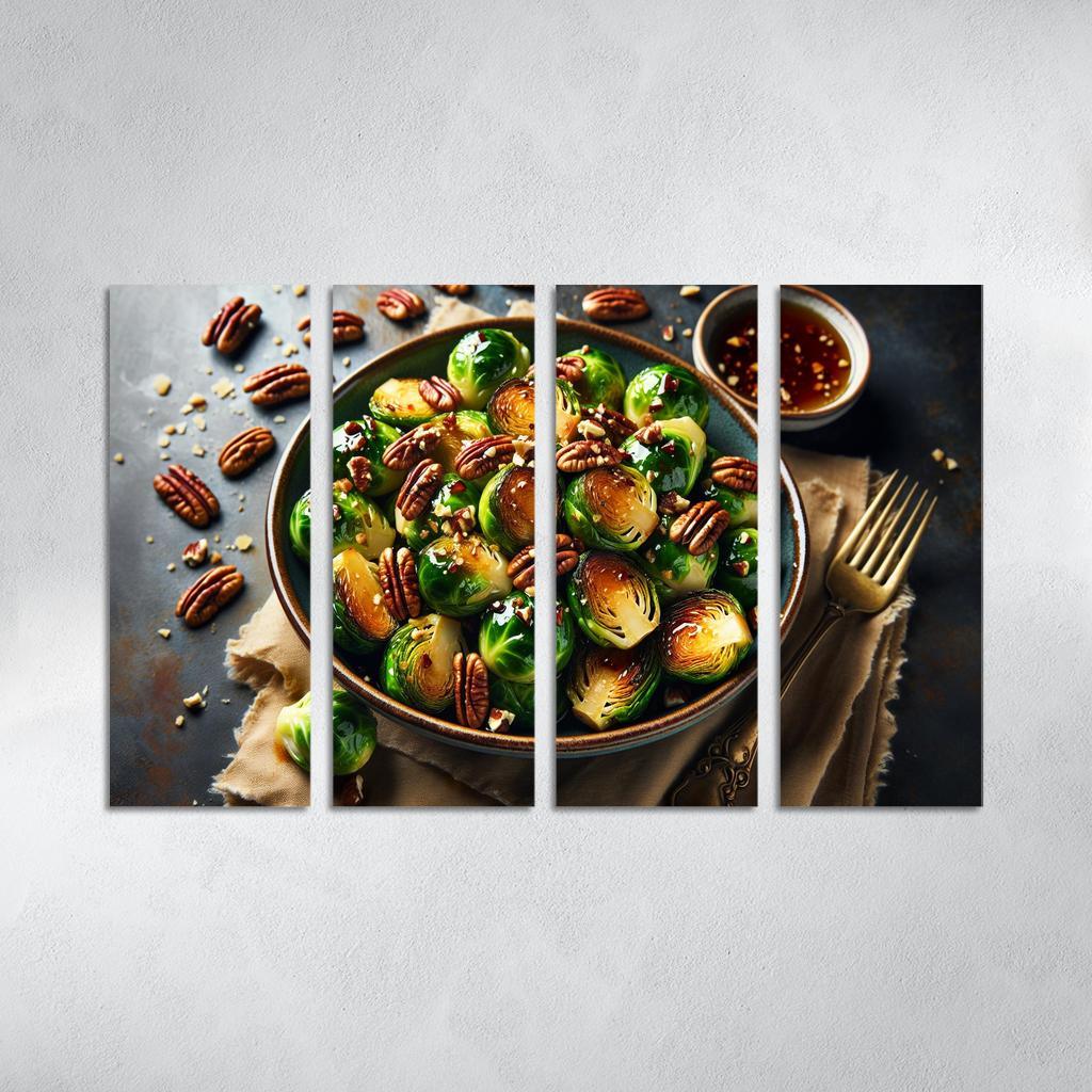 Cinnamon Maple Roasted Brussels Sprouts 4 Piece HD Modern Canvas Panels-Original Frame
