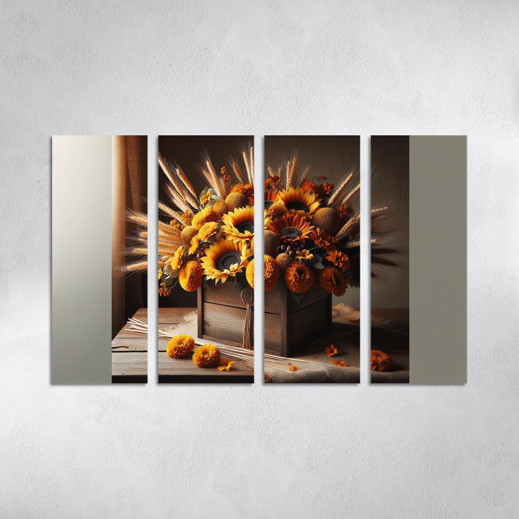 Rustic Charm A Harvest-Themed Centerpiece 4 Piece HD Modern Canvas Panels-Original Frame