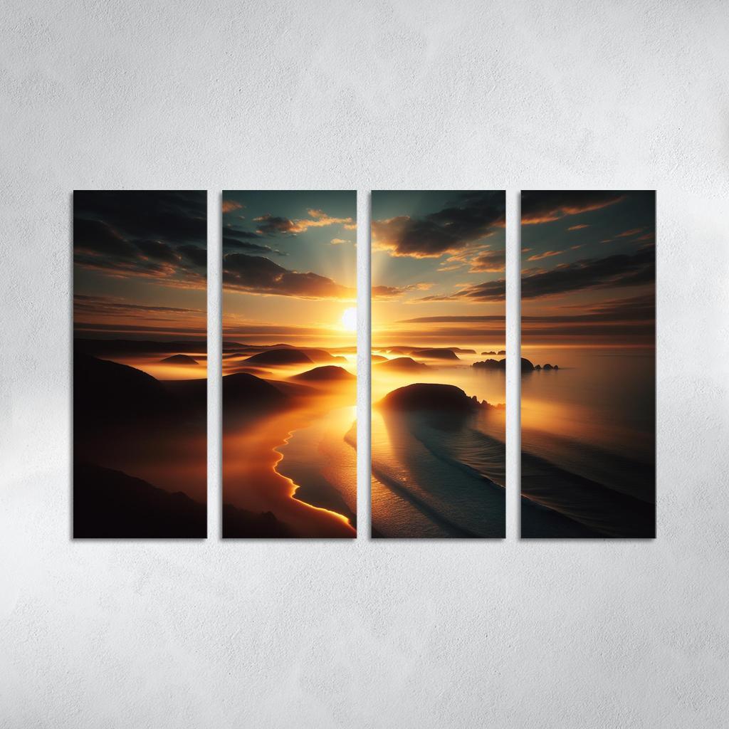 Morning Mist Beach Serene Sunrises Custom Paintings Frame