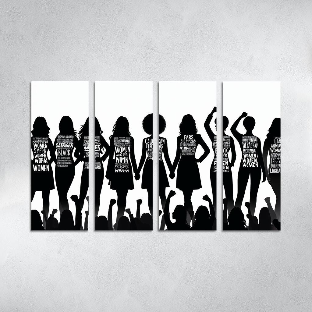Voices of Change Empowering Women through Art 4 Piece HD Modern Canvas Panels-Original Frame