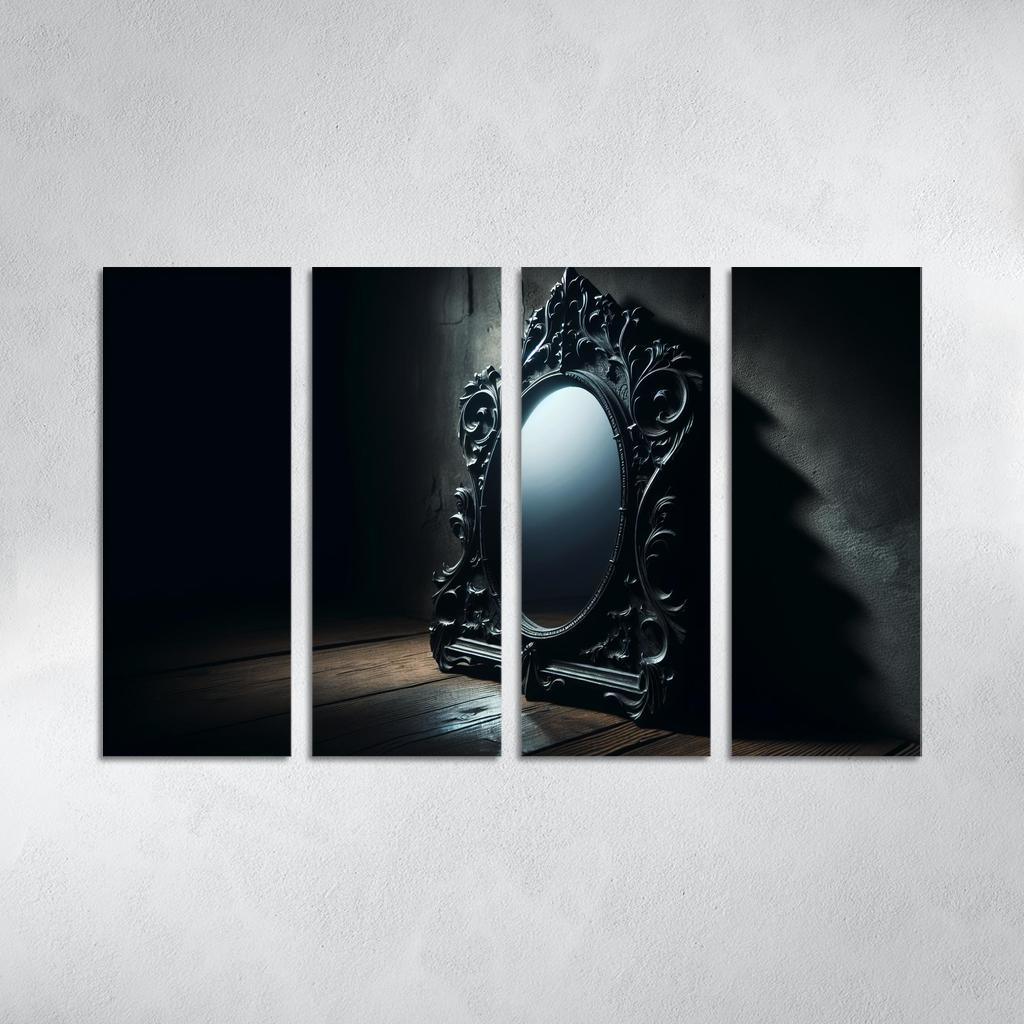 Haunting Reflections The Mirror of Secrets 4 Piece HD Modern Canvas Panels-Original Frame