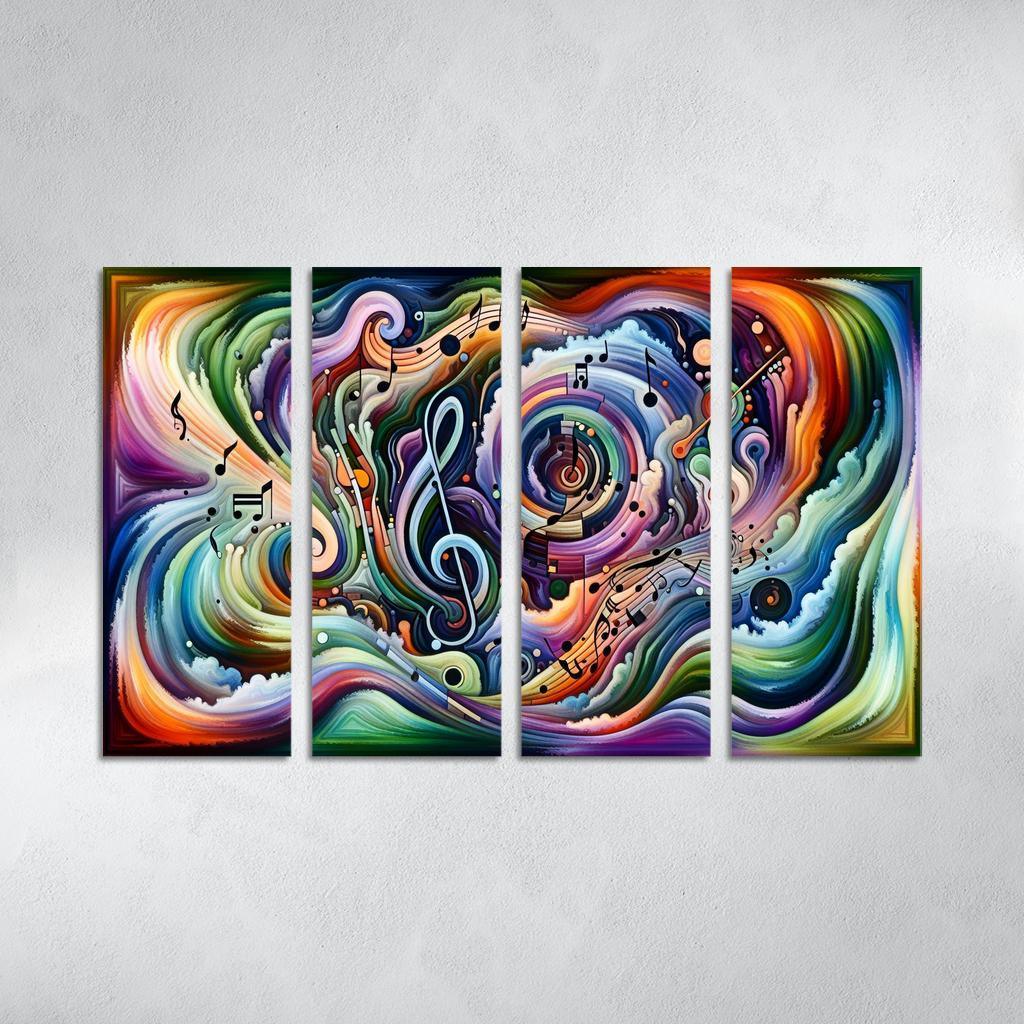 Magnetic Melody Ensemble 4 Piece HD Modern Canvas Panels-Original Frame