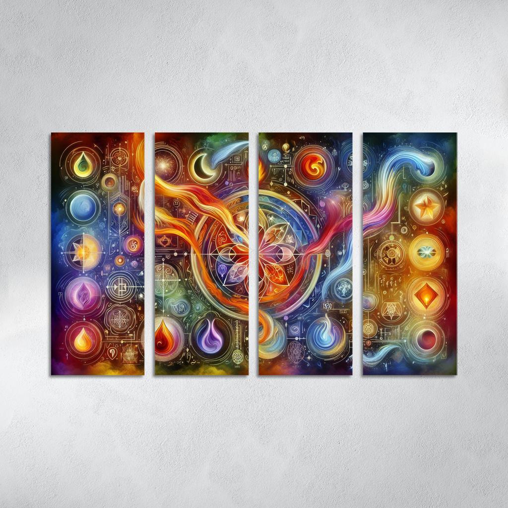 The Alchemy of Emotions 4 Piece HD Modern Canvas Panels-Original Frame