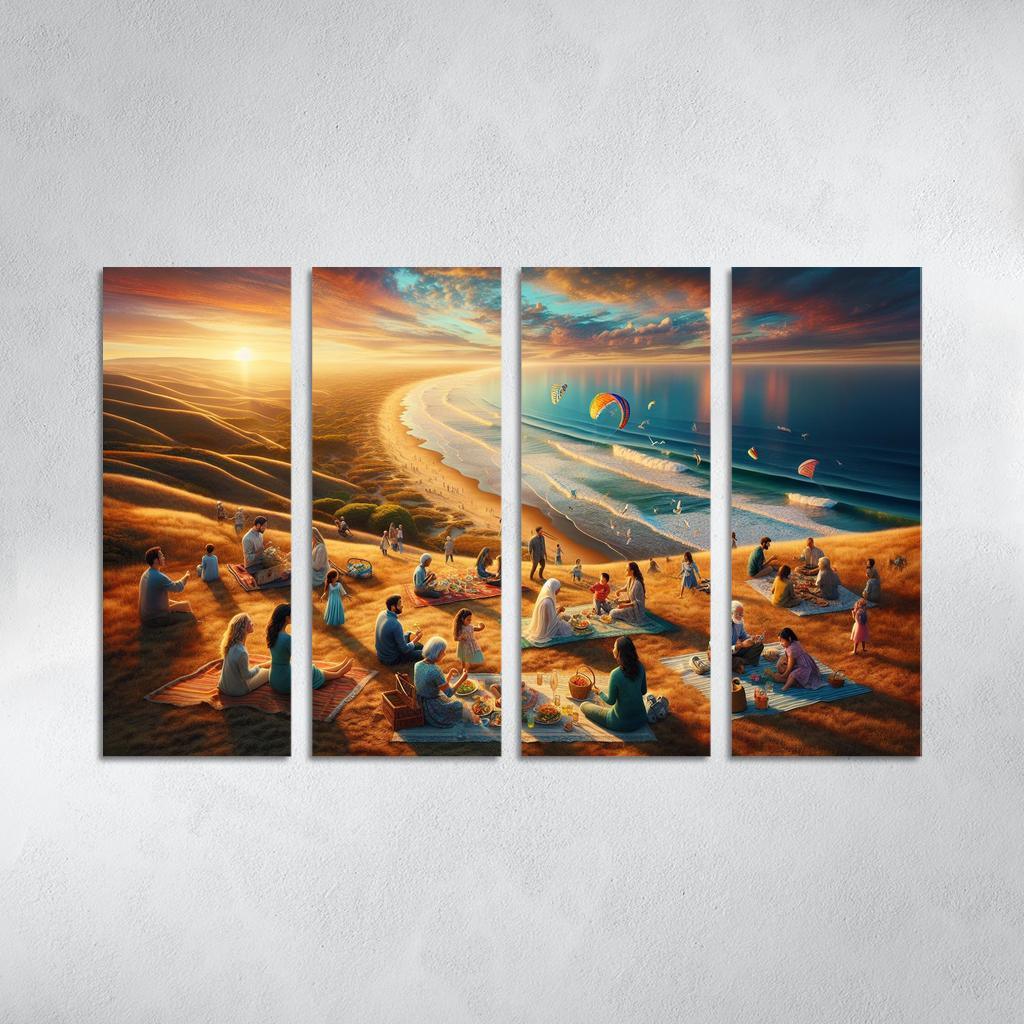 Bayside Retreat Scenic Picnic Spot Multi-panel Paintings