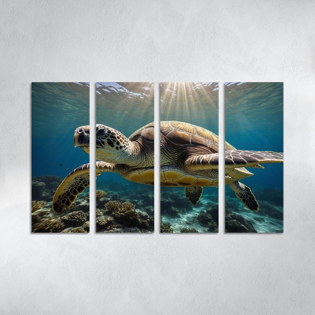 The Stunning Green Sea Turtle Multi-panel Paintings