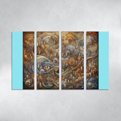 Interwoven Stories of Existence 4 Piece HD Modern Canvas Panels-Original Frame
