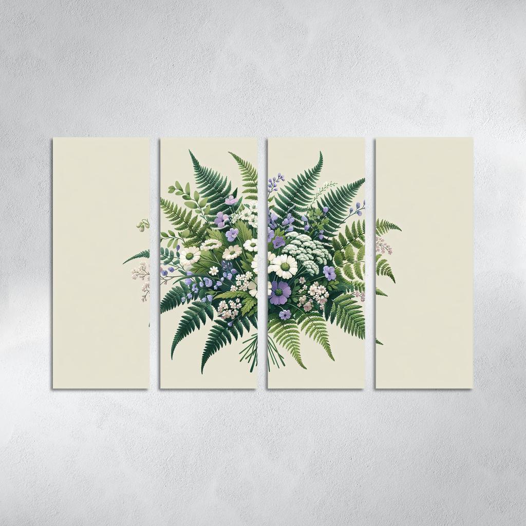 Enchanted Forest Blooms A Woodland Bouquet 4 Piece HD Modern Canvas Panels-Original Frame