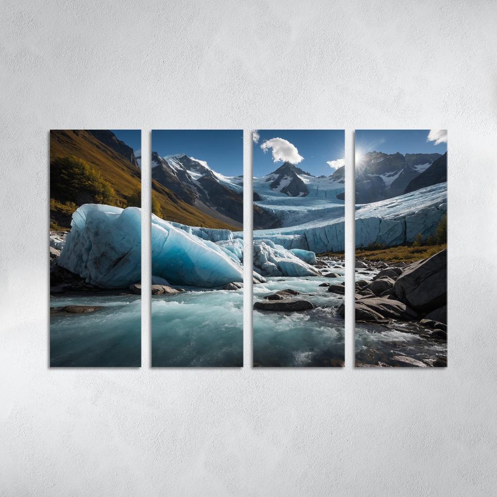 The Majestic View Of Sunlit Glacier Multi-panel Paintings