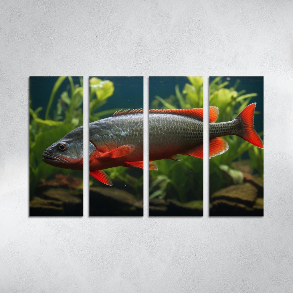 The Endearing Red-bellied Piranha In Freshwater Framed Paintings