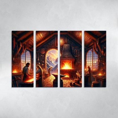 The Arcane Forge 4 Piece HD Modern Canvas Panels-Original Frame