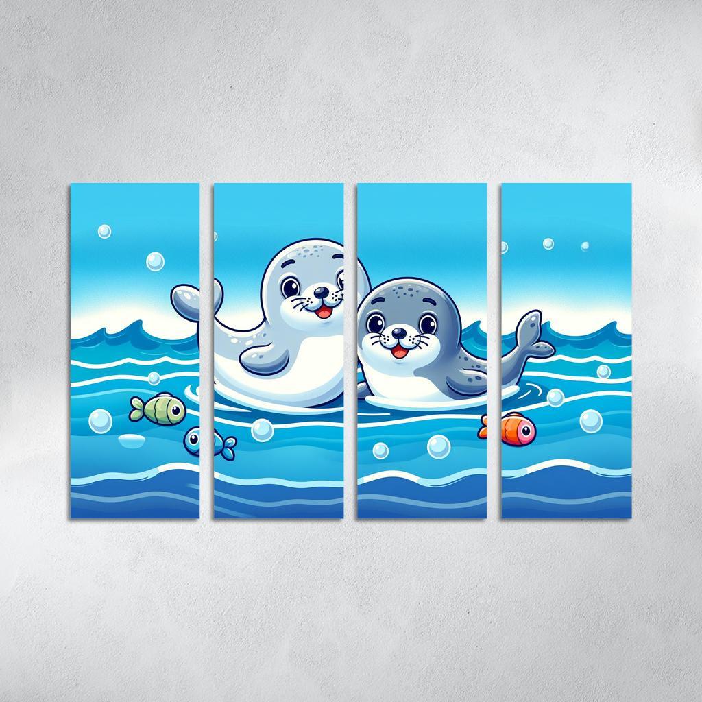 Silly Seals - Ocean Companions Framed Paintings