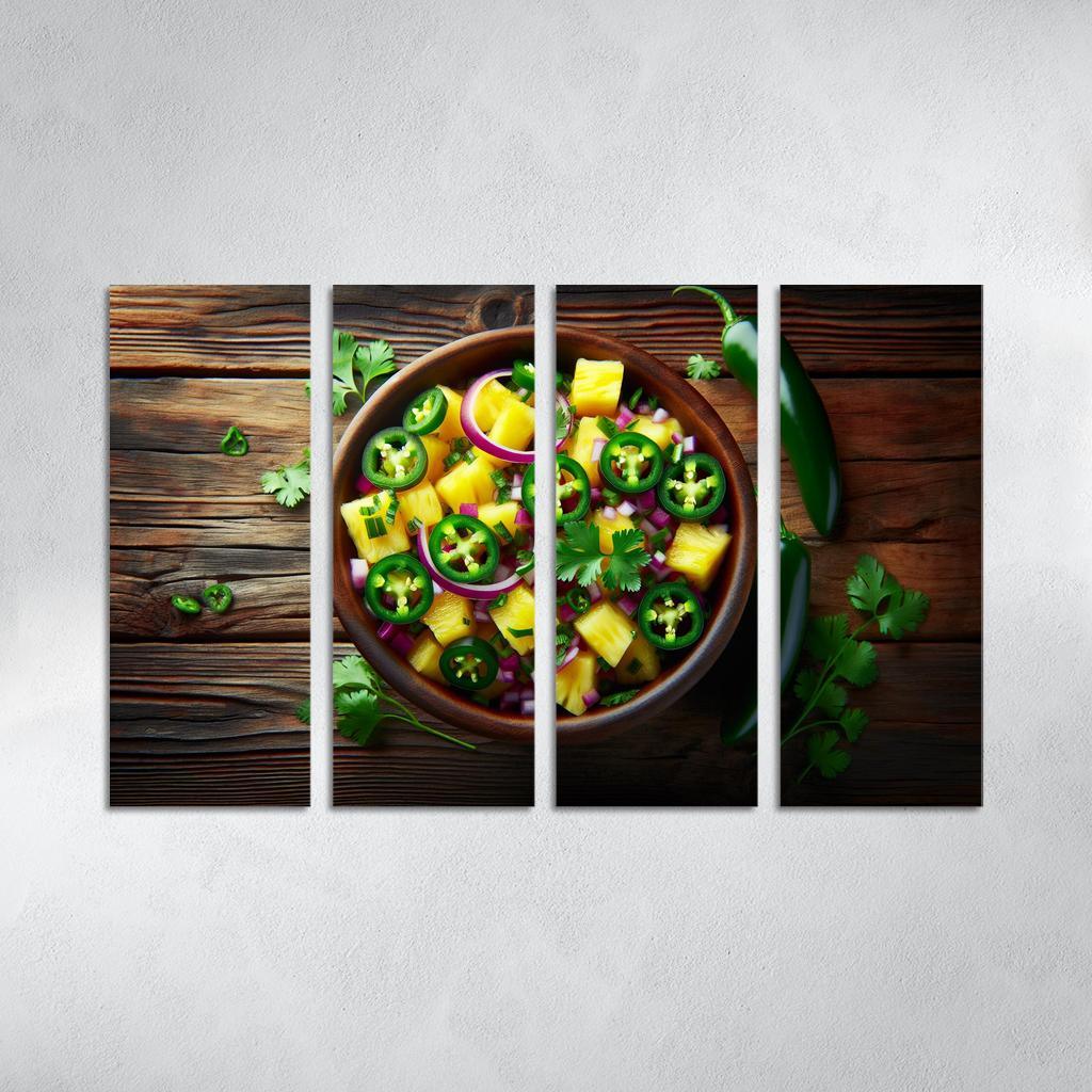 Spicy Pineapple Salsa 4 Piece HD Modern Canvas Panels-Original Frame