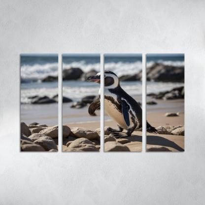 The Magnificent African Penguin The Black-footed Wonder Oil Paintings Frame