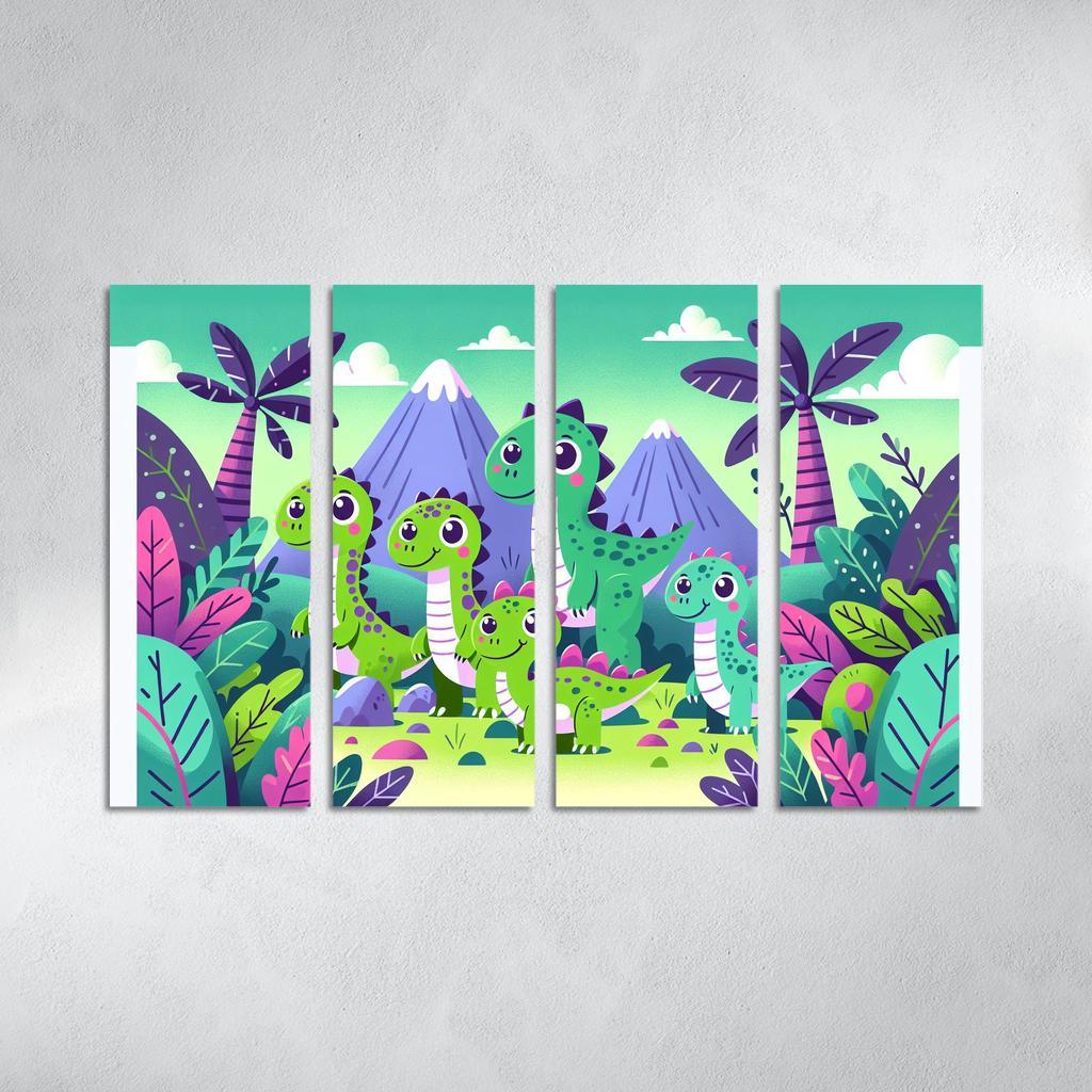 Daring Dinosaurs - Prehistoric Playground Framed Paintings
