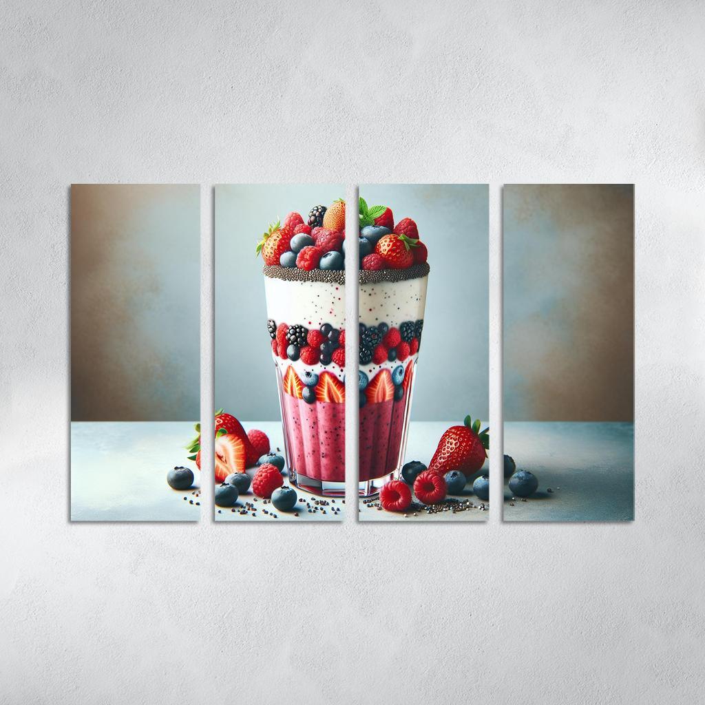 Almond Berry Bliss Smoothie 4 Piece HD Modern Canvas Panels-Original Frame