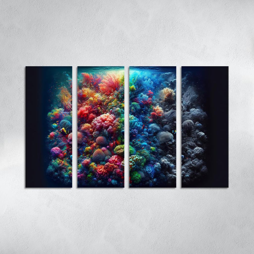 Beneath The Surface Ocean Conservation Awareness Multi-panel Paintings